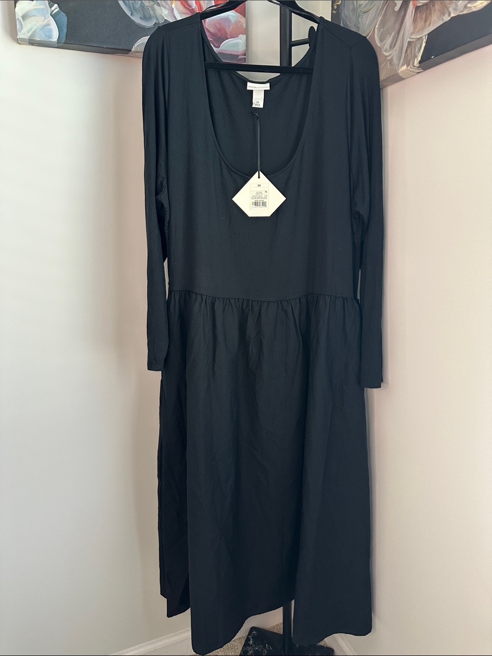 Ava & Viv Black Long-Sleeve Scoop-Neck Dress